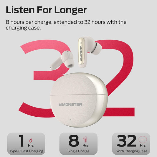 Handsfree Bluetooth Monster N-Lite 310, TWS, Jasny kremowy