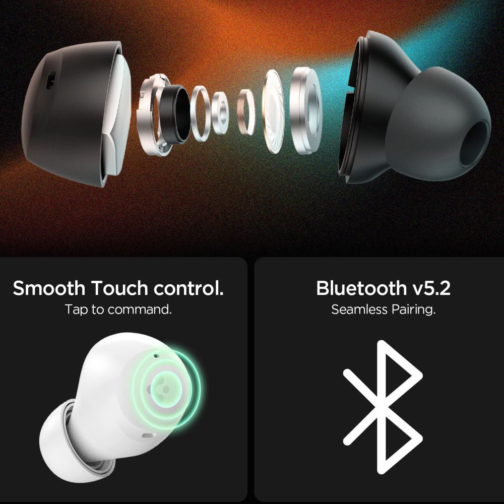 Handsfree Bluetooth Spigen SA2401, TWS, ANC, Biały ASD07963