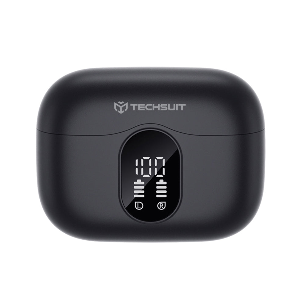 Bezprzewodowy zestaw słuchawkowy Bluetooth Techsuit CW3 WaveBeat 100, TWS, ANC, Czarny