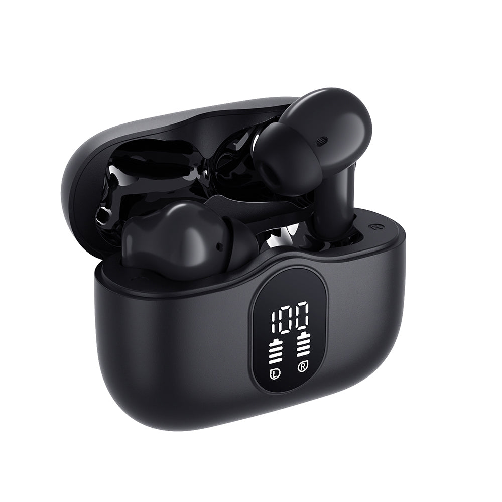 Bezprzewodowy zestaw słuchawkowy Bluetooth Techsuit CW3 WaveBeat 100, TWS, ANC, Czarny