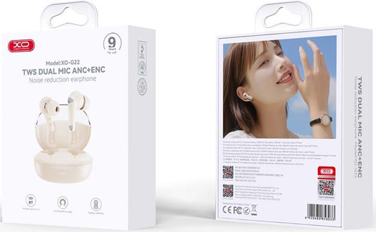 Słuchawki Bluetooth XO Design G28, TWS, Beżowe