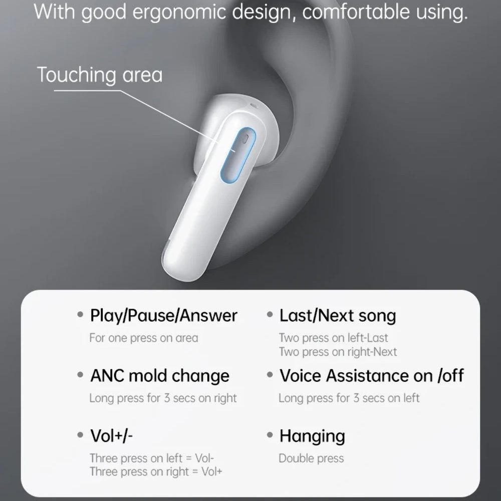Handsfree Bluetooth Yesido TWS34, TWS, ANC, Biały