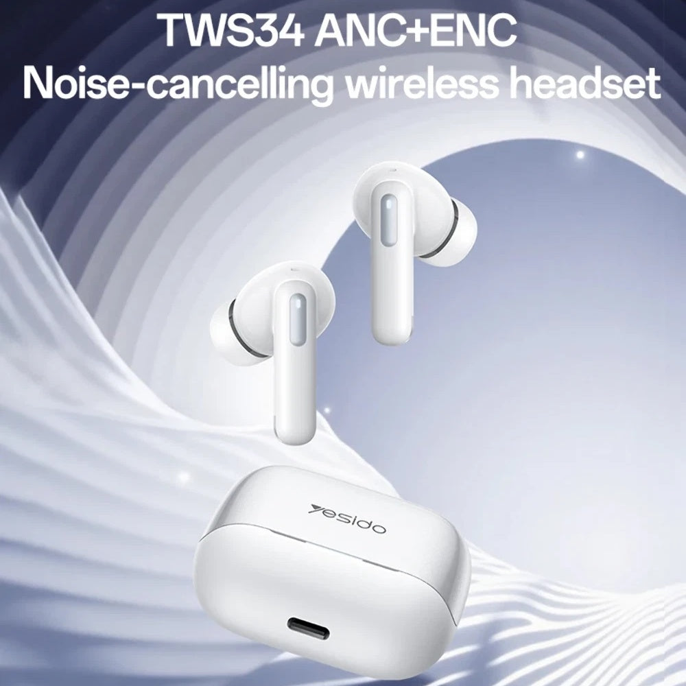 Handsfree Bluetooth Yesido TWS34, TWS, ANC, Biały