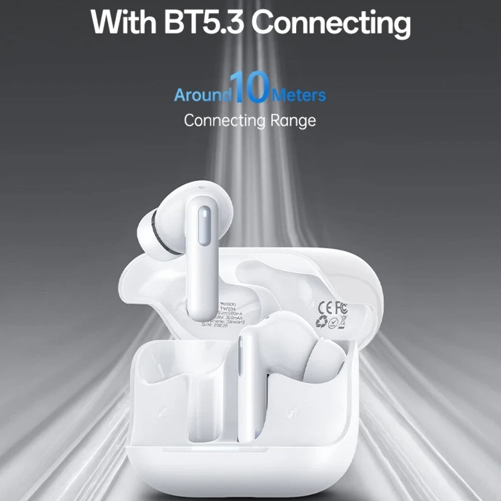 Handsfree Bluetooth Yesido TWS34, TWS, ANC, Biały