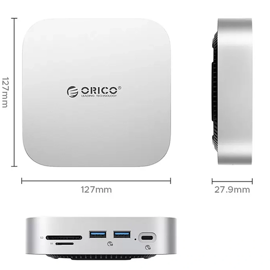 Wielofunkcyjny hub Orico MiniLink M48PR dla Apple Mac Mini M4, 9w1, Srebrny