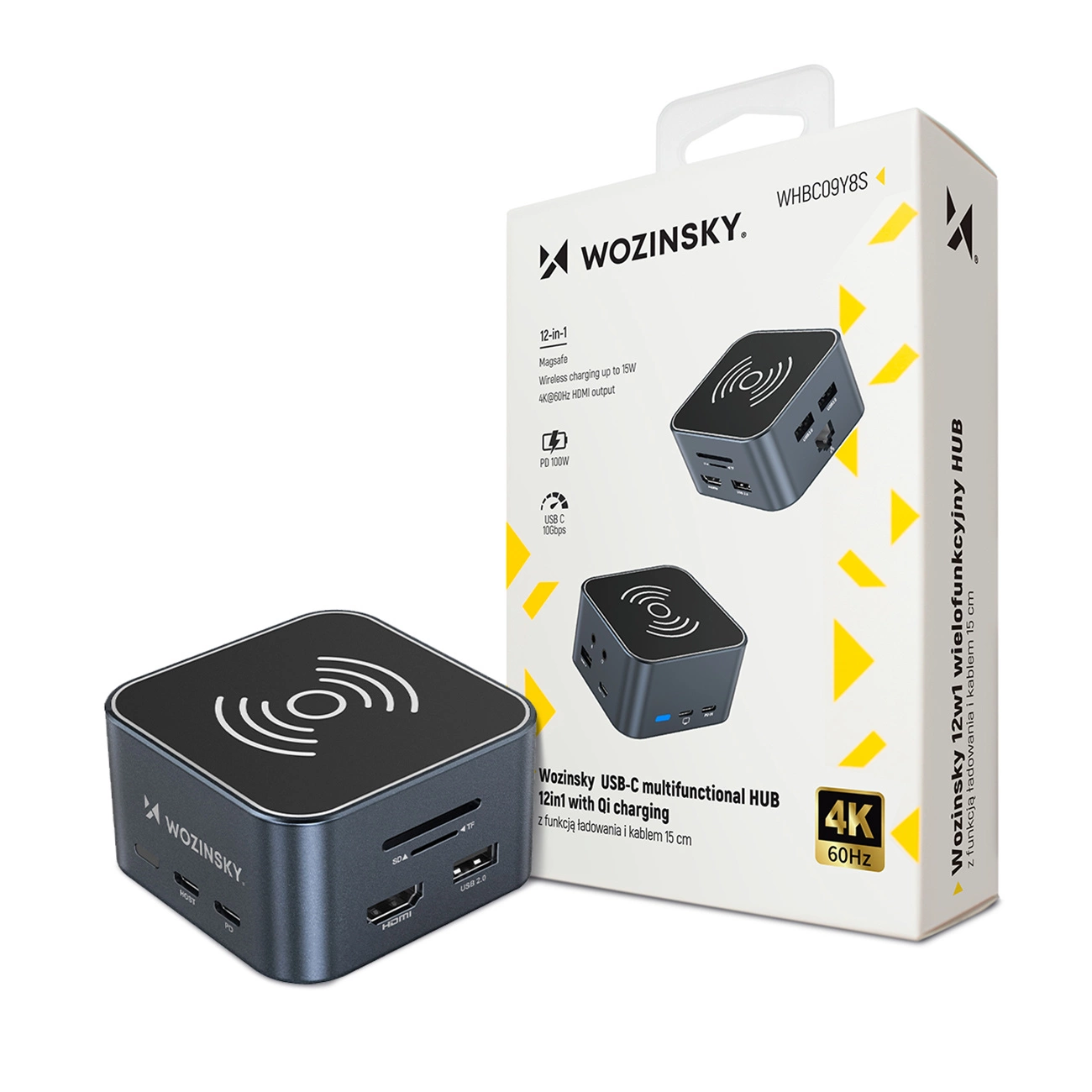 Wielofunkcyjny Hub WZK WHBC09Y8S, 12w1, Szary