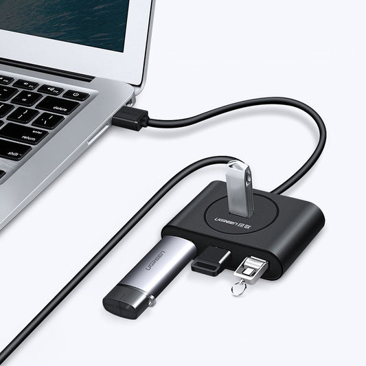 Hub USB UGREEN CR113, 4 x USB-A 3.0, 0,5 m, Czarny