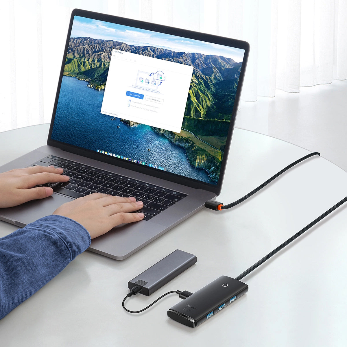 Hub USB Baseus Lite, 4 x USB-A 3.0 - 1 x USB-C, 2m, Czarny WKQX030201