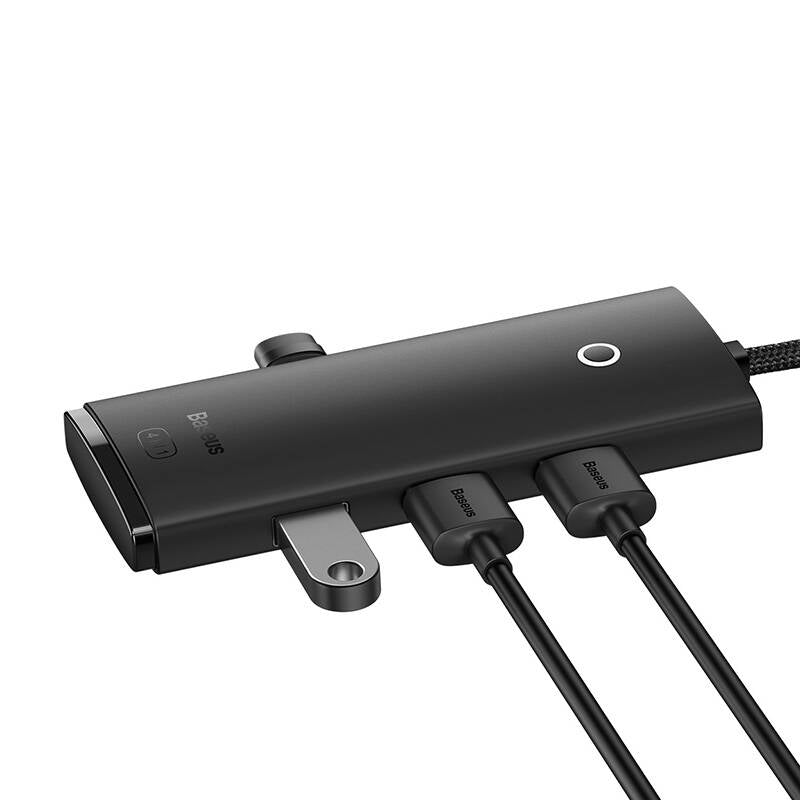 Koncentrator USB Baseus Lite, 4 x USB-A 3.0 - 1 x USB-C, 0,25 m, czarny WKQXX030001