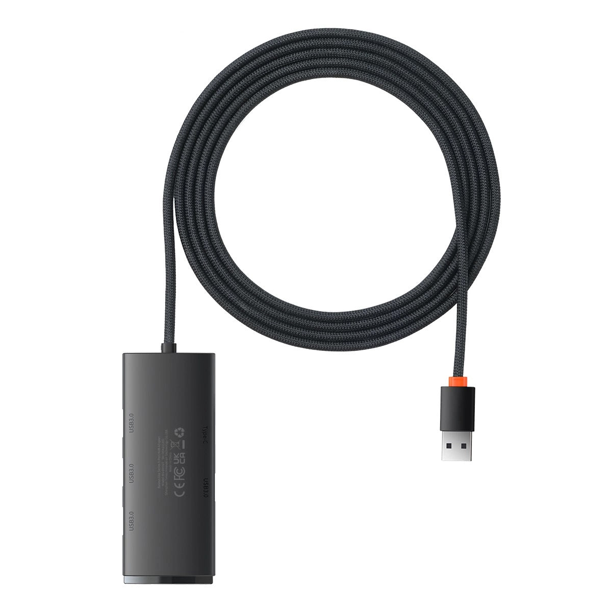 Hub USB Baseus Lite, 4 x USB-A 3.0 - 1 x USB-C, 2m, Czarny WKQX030201