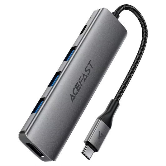 Hub USB-C Acefast J16, 5w1, Szary