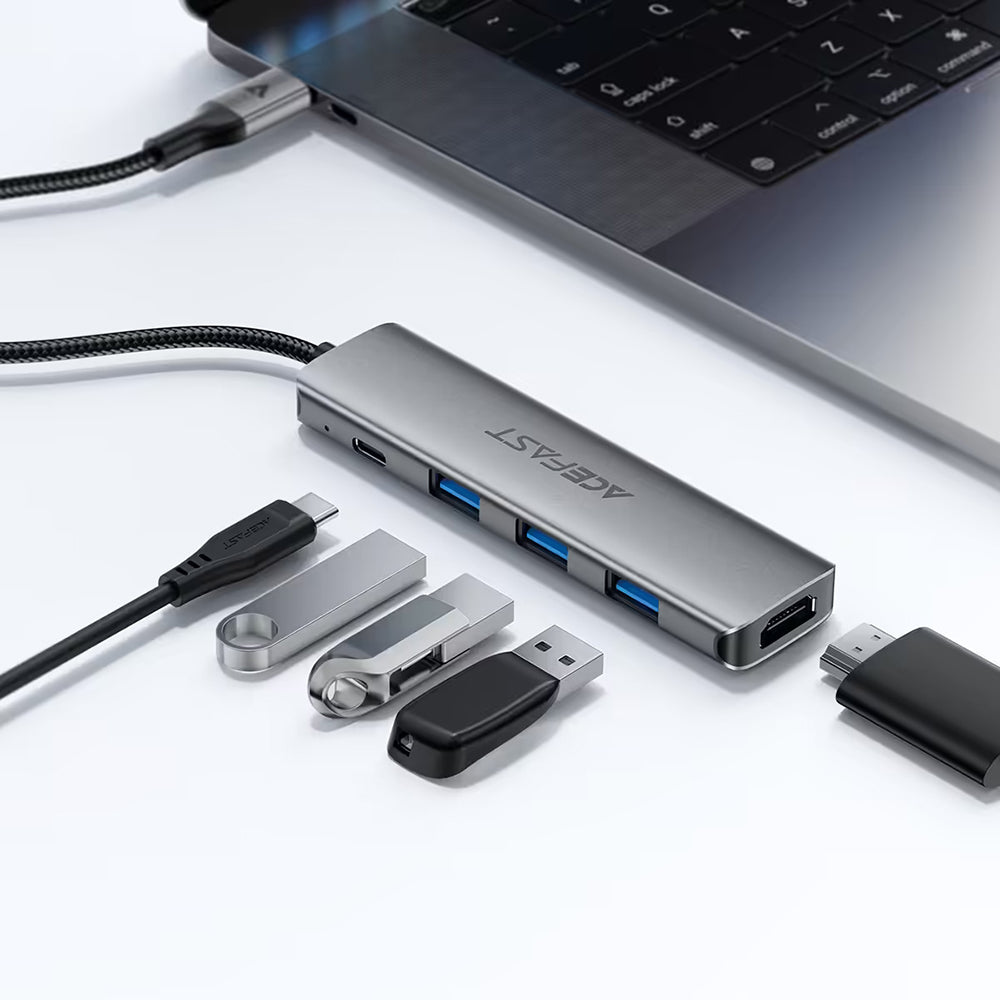 Hub USB-C Acefast J16, 5w1, Szary