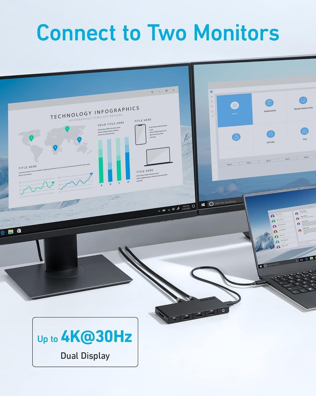 Hub USB-C Anker, 1 x USB-A 3.0 - 2 x USB-A - 3 x USB-C - 2 x HDMI - 1 x RJ45 - 1 x SD, Czarny A83A2G11
