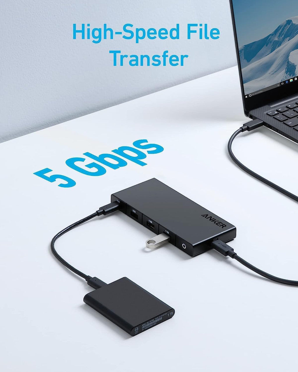 Hub USB-C Anker, 1 x USB-A 3.0 - 2 x USB-A - 3 x USB-C - 2 x HDMI - 1 x RJ45 - 1 x SD, Czarny A83A2G11