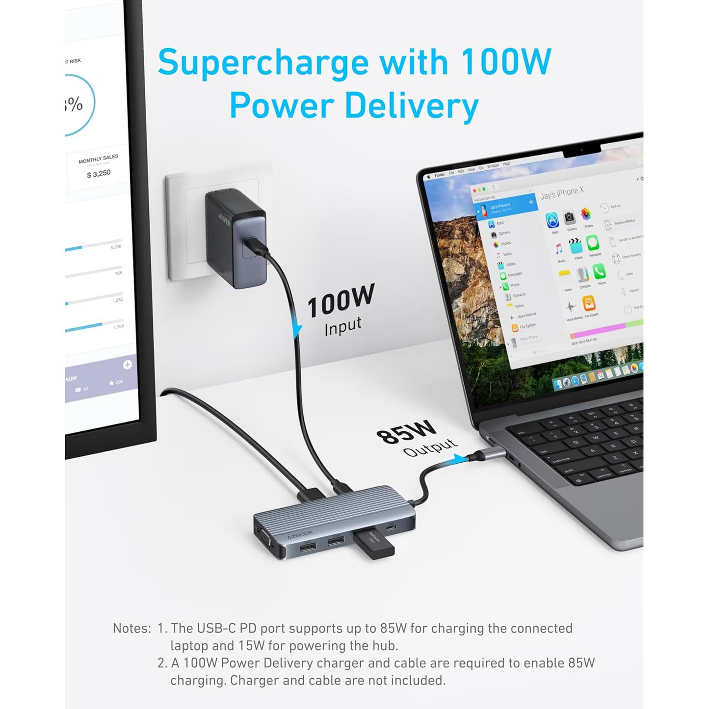 Hub USB-C Anker, 3 x USB-A 3.0 - 2 x USB-C - 2 x HDMI - 1 x VGA, Szary A83790A2