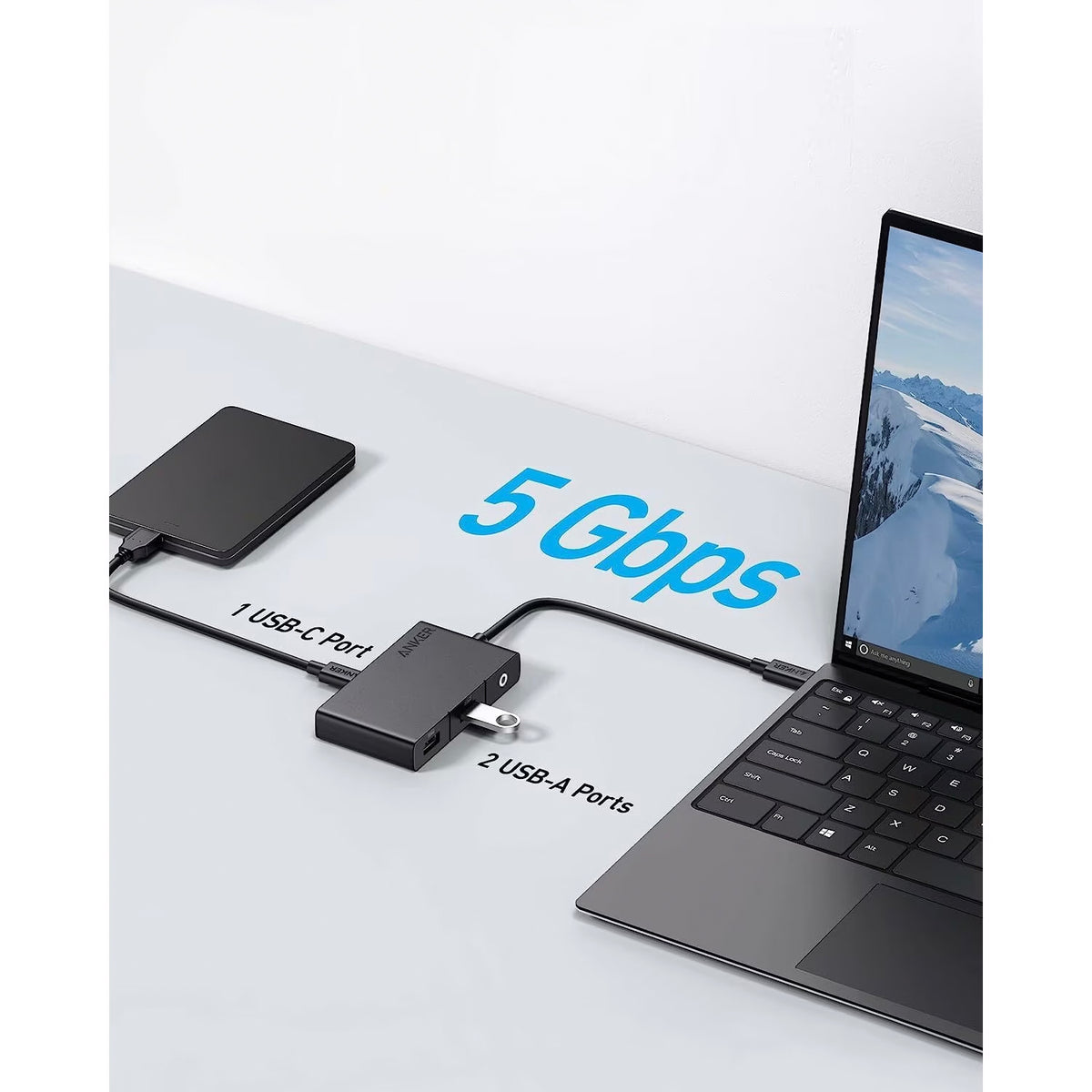 Hub USB-C Anker 332, 2 x USB-A - 2 x USB-C - 1 x HDMI, Czarny A8356G11