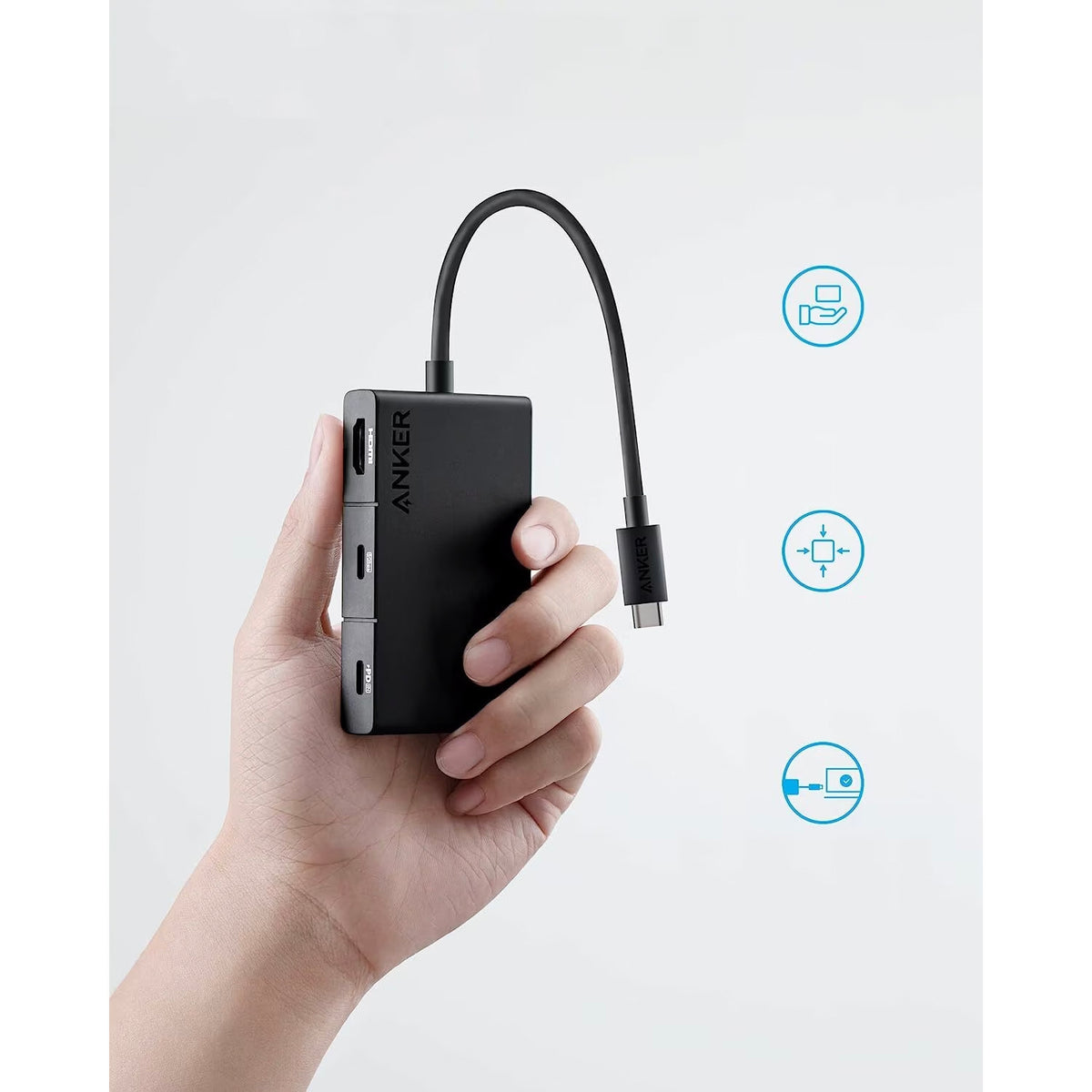 Hub USB-C Anker 332, 2 x USB-A - 2 x USB-C - 1 x HDMI, Czarny A8356G11