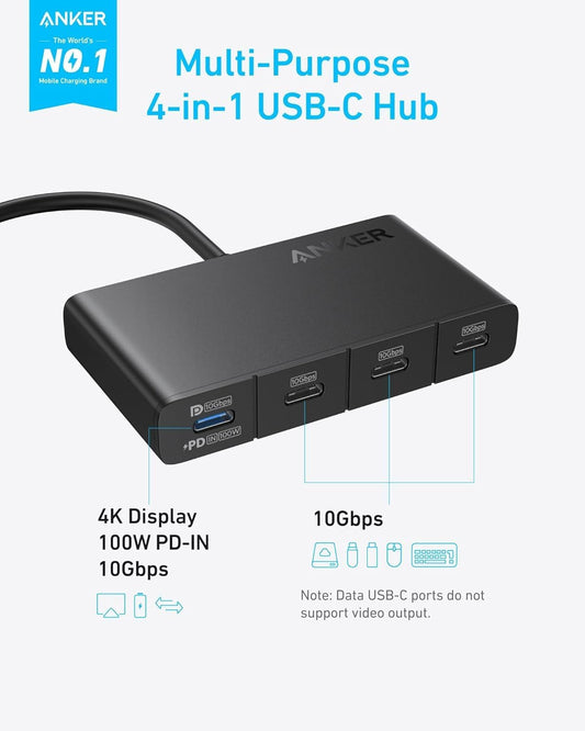 Anker USB-C Hub, 4 x USB-C, czarny A8340GA1