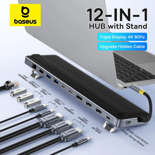 Hub USB-C Baseus EliteJoy EH3, 12w1, Szary B00051300111-00