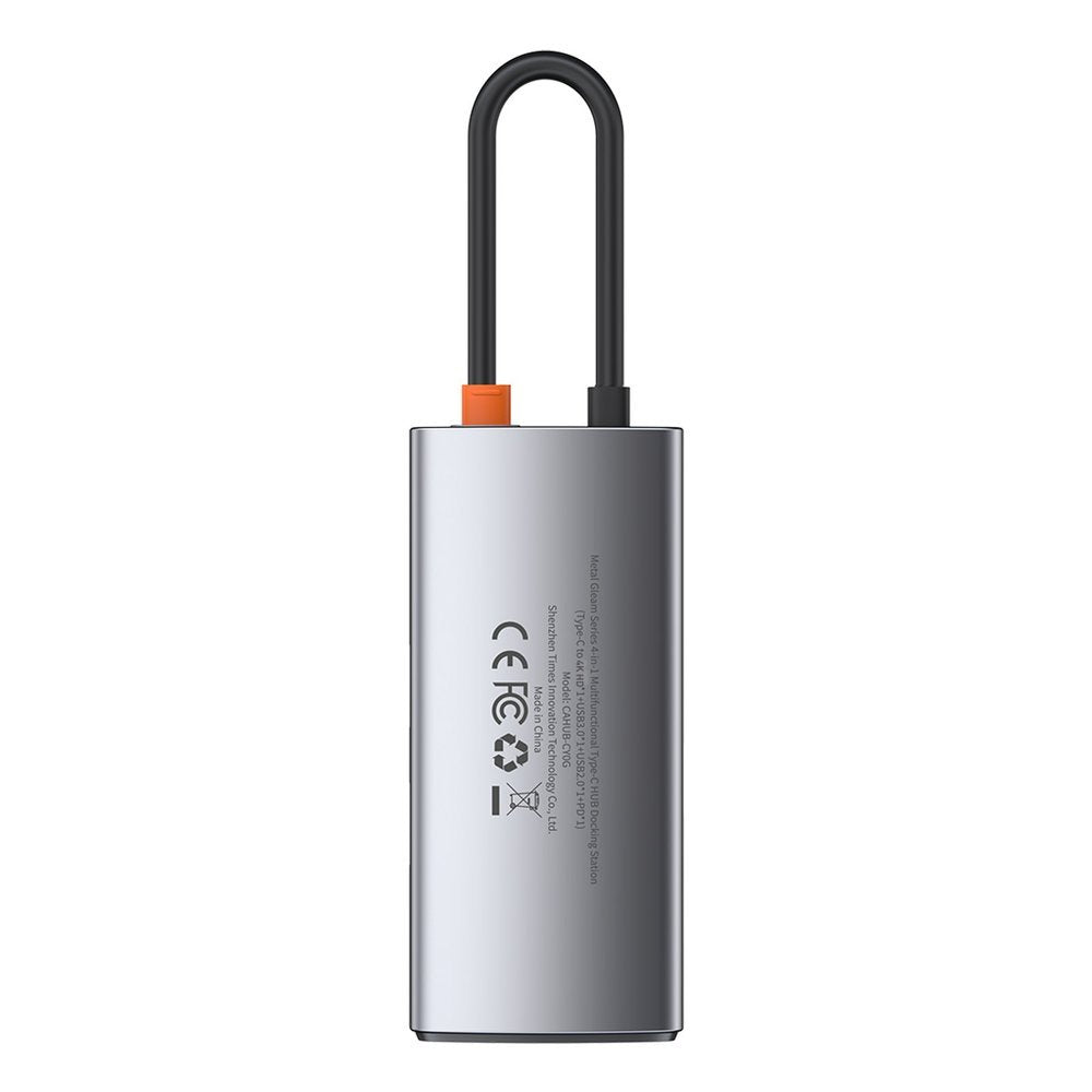 Baseus Metal Gleam USB-C Hub, 2 x USB-A - 1 x USB-C - 1 x HDMI, Gray Resealed CAHUB-CY0G
