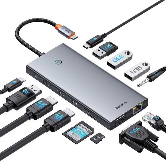 Hub USB-C Baseus PortalJoy, 13w1, Szary B00053002811-01