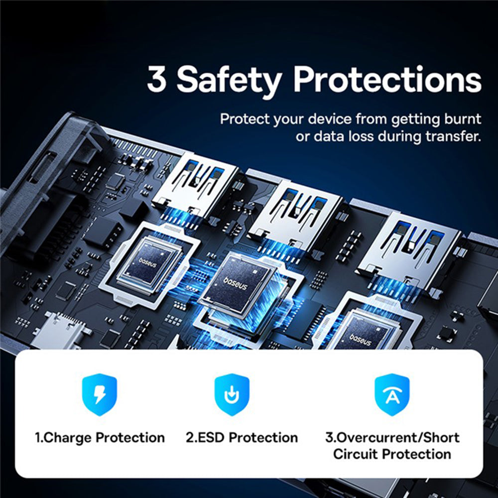 Hub USB-C Baseus UltraJoy, 4 x USB-A 3.0 - 1 x USB-C - 1 x HDMI - 1 x VGA, Szary B00052803811-01