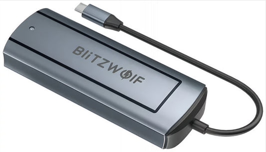 Hub USB-C BlitzWolf BW-Neo TH13, 3 x USB-A 3.0 - 1 x USB-C - 1 x Display Port - 1 x Interfejs SSD, Szary