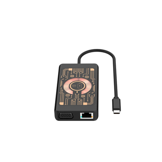 Hub USB-C z ładowaniem bezprzewodowym QI Qualo QTPB5-HUB-18, 9w1, Szary