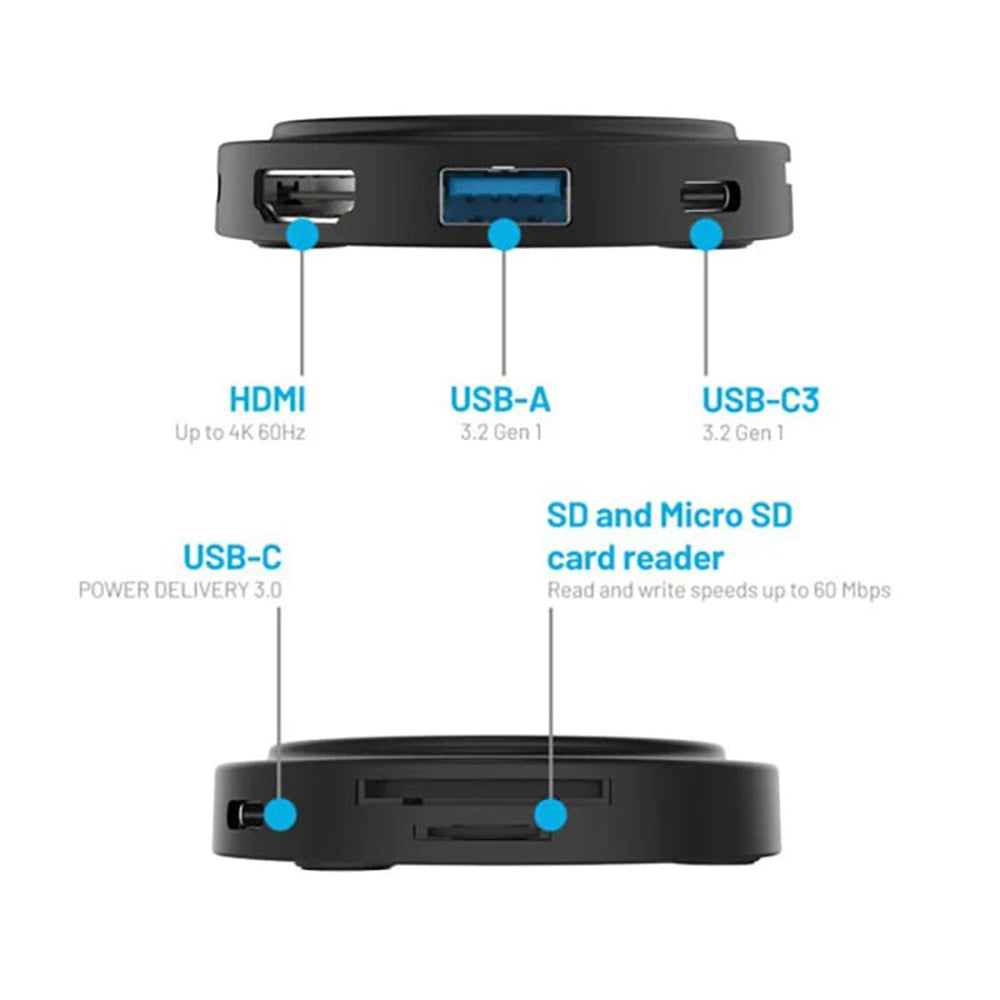 Hub USB-C Fixed MagHub, 7w1, Czarny