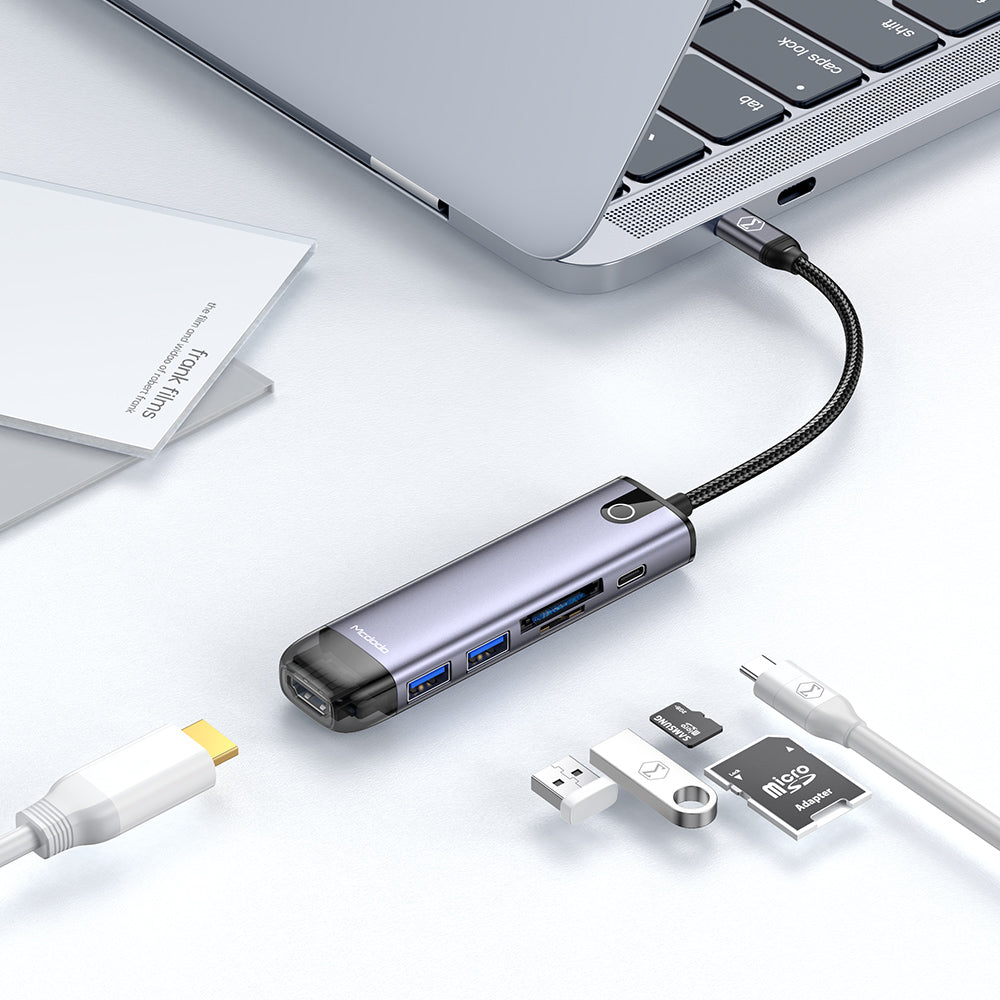 Hub USB-C McDodo HU-7740, 6w1, Szary