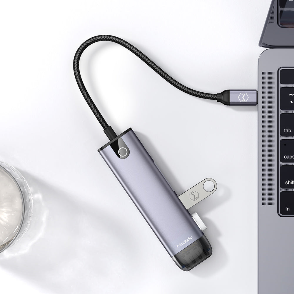 Hub USB-C McDodo HU-7740, 6w1, Szary