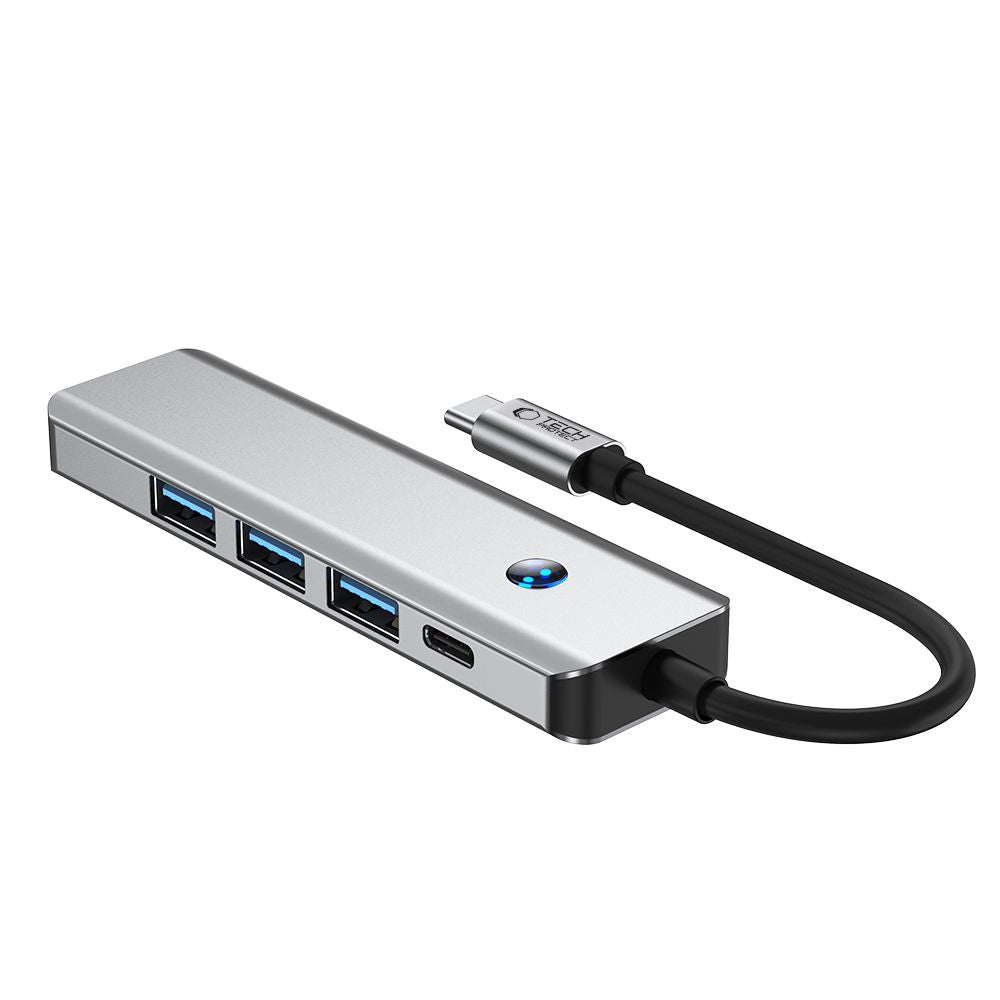Hub USB-C Tech-Protect HB01, 1 x USB-A 3.0 - 2 x USB-A - 1 x USB-C - 1 x HDMI, Szary