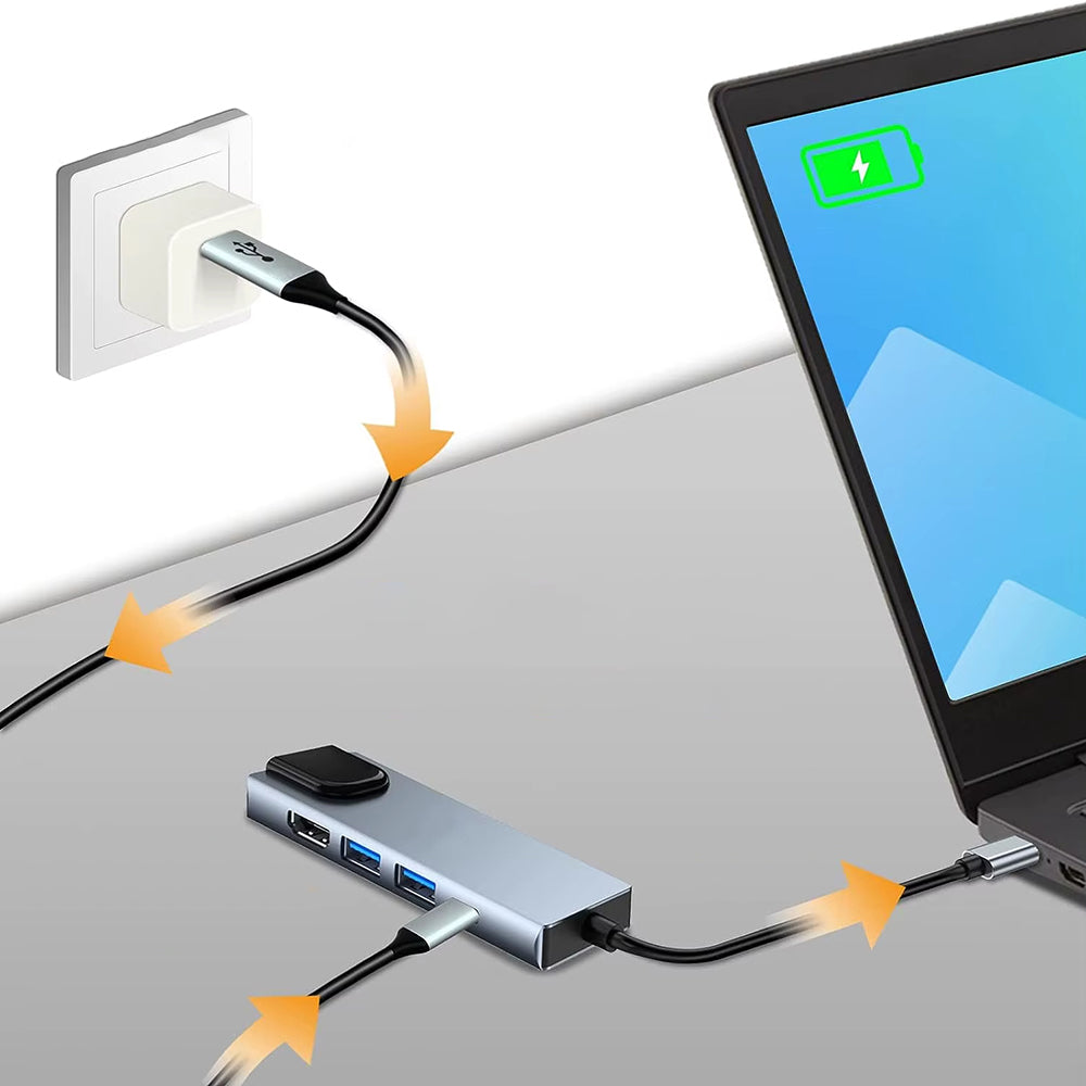 Hub USB-C Techsuit H1 NetBridge, 5w1, Szary