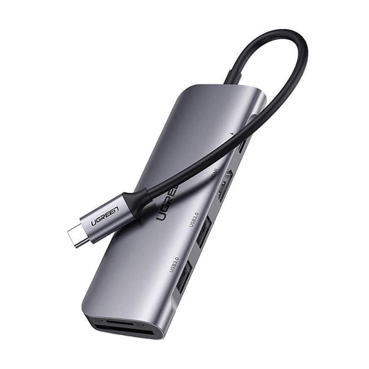 Hub USB-C UGREEN CM195 (15214), 2 x USB-A 3.0 - 1 x USB-C - 1 x HDMI - 1 x SD - 1 x microSD, Szary