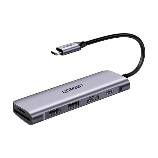 Hub USB-C UGREEN CM195 (15214), 2 x USB-A 3.0 - 1 x USB-C - 1 x HDMI - 1 x SD - 1 x microSD, Szary