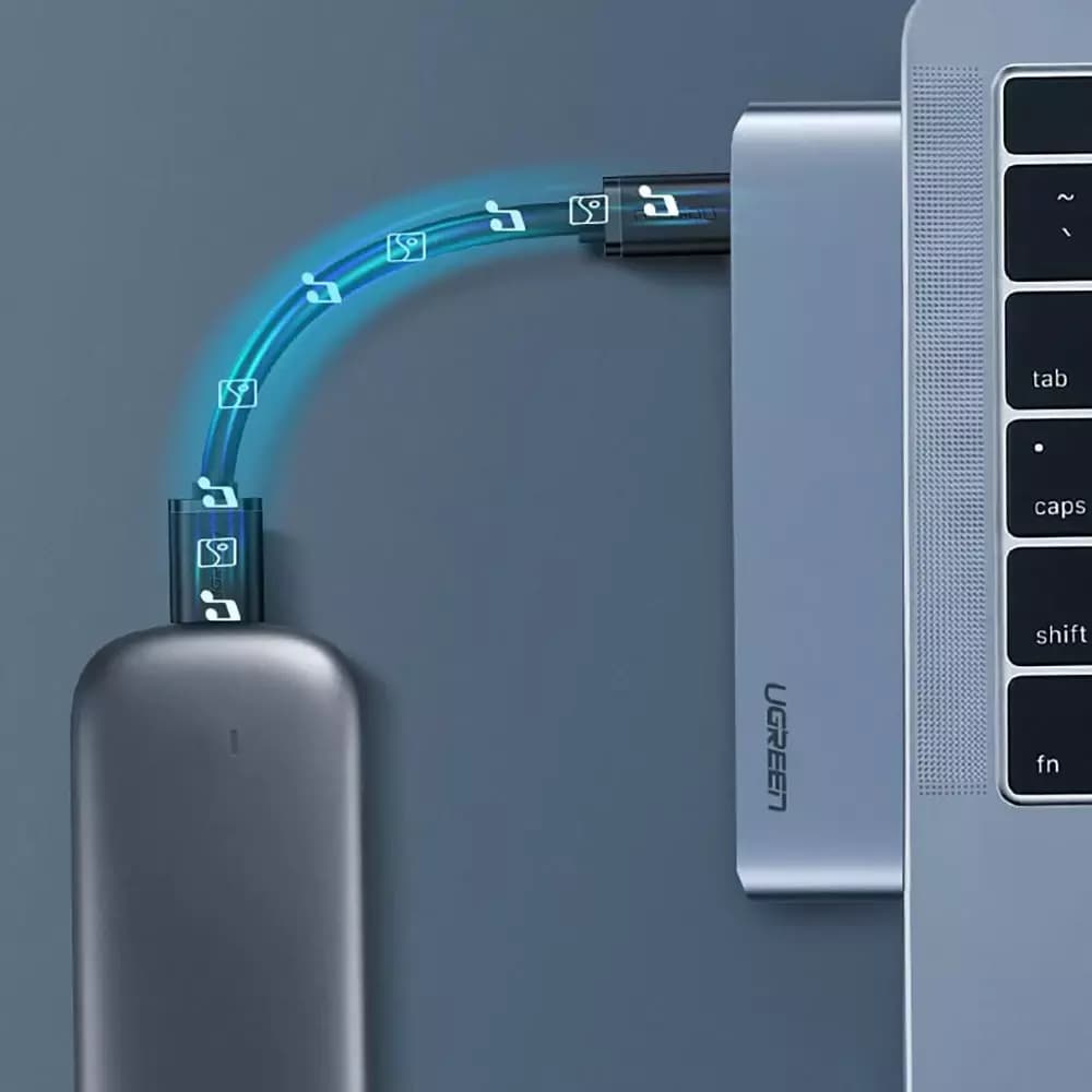 Hub USB-C UGREEN CM251 dla Apple MacBook Pro / Air, 3 x USB-A 3.0 - 1 x USB-C - 1 x SD - 1 x microSD, Szary