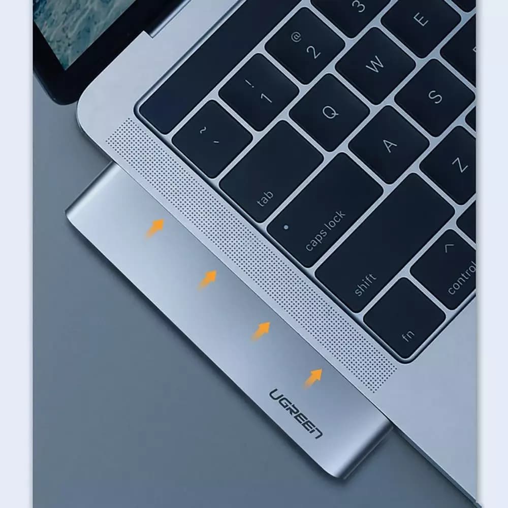 Hub USB-C UGREEN CM251 dla Apple MacBook Pro / Air, 3 x USB-A 3.0 - 1 x USB-C - 1 x SD - 1 x microSD, Szary