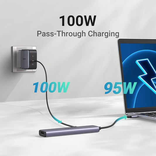 Hub USB-C UGREEN CM478, 1 x USB-A 3.0 - 2 x USB-A - 1 x USB-C - 1 x HDMI, Szary