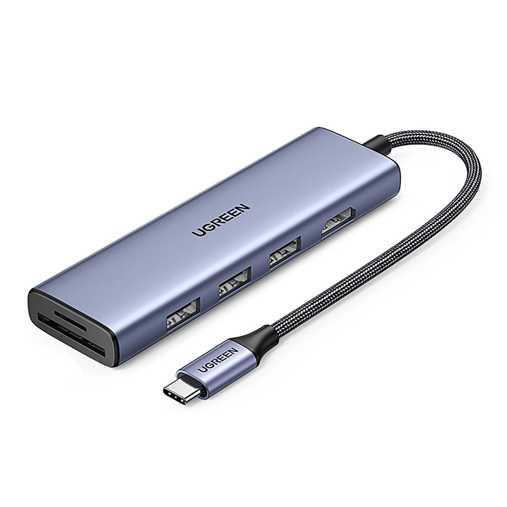 Hub USB-C UGREEN CM511 (20956A), 3 x USB-A 3.0 - 1 x HDMI - 1 x SD - 1 x microSD, Szary