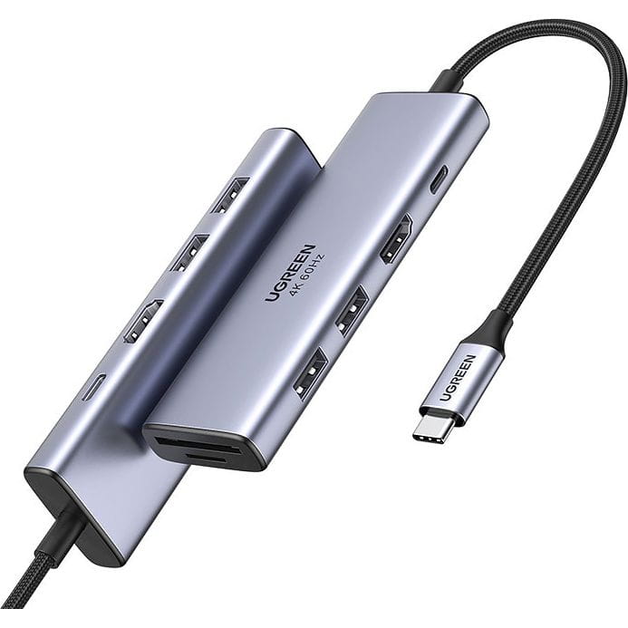 Hub USB-C UGREEN CM511 (60384), 2 x USB-A 3.0 - 1 x USB-C - 1 x HDMI - 1 x SD - 1 x microSD, Szary