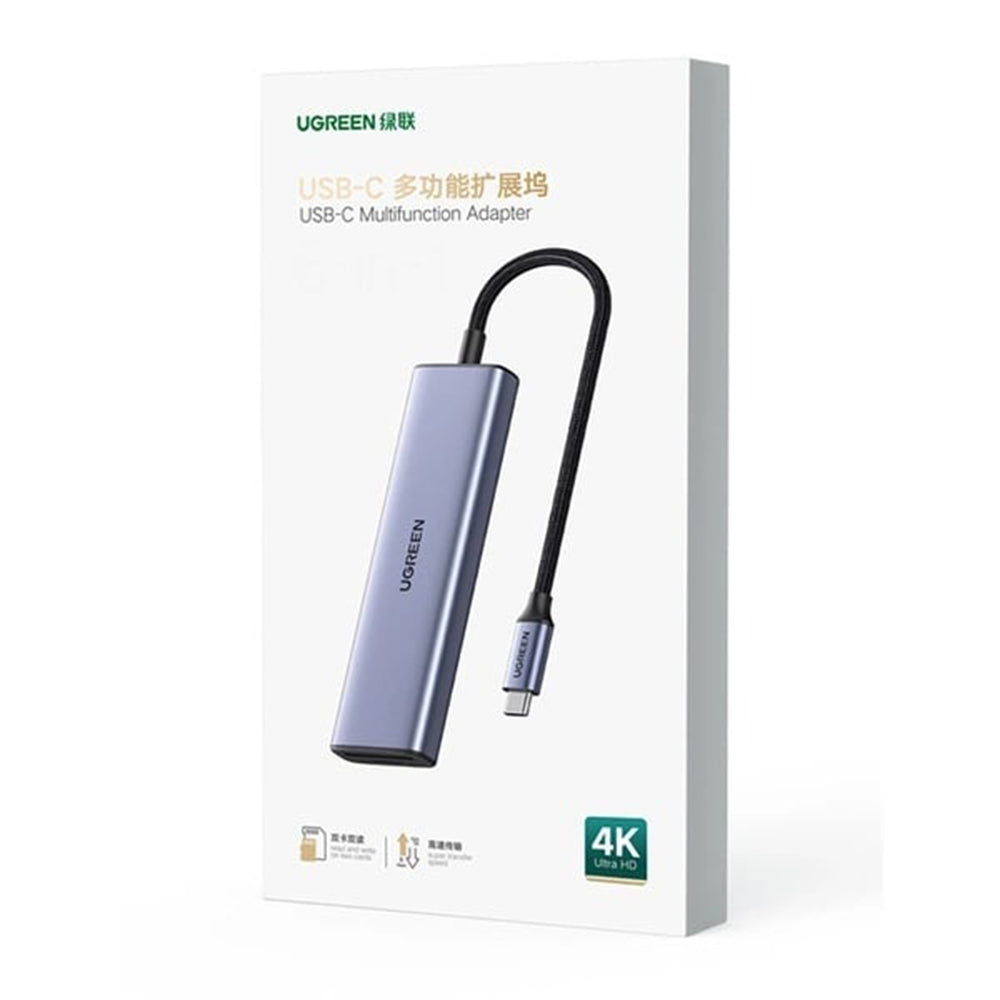 Hub USB-C UGREEN CM511 (20956A), 3 x USB-A 3.0 - 1 x HDMI - 1 x SD - 1 x microSD, Szary
