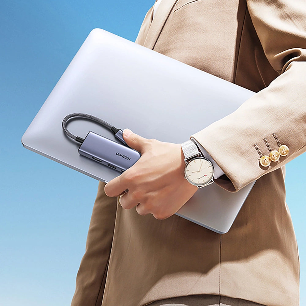 Hub USB-C UGREEN CM511 (20956A), 3 x USB-A 3.0 - 1 x HDMI - 1 x SD - 1 x microSD, Szary