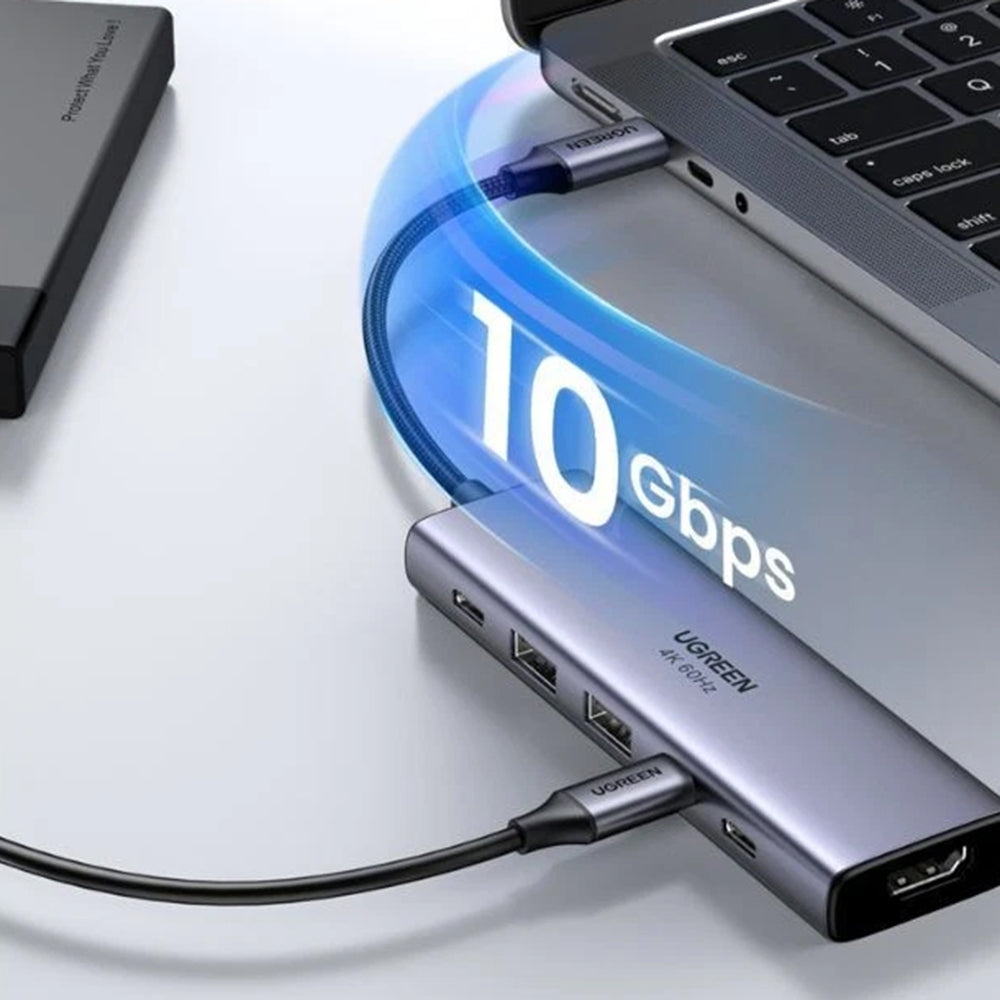 Hub USB-C UGREEN CM511 (35999), 2 x USB-A 3.2 - 3 x USB-C - 1 x HDMI, Szary