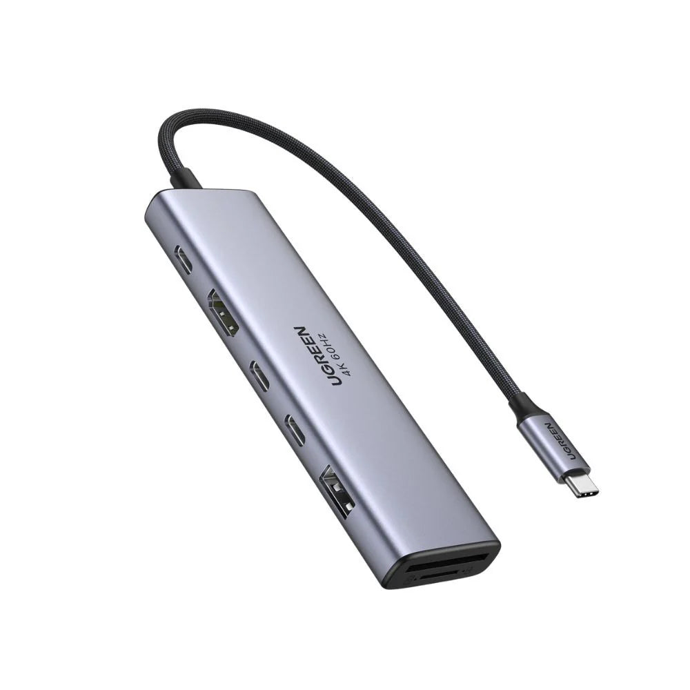 Hub USB-C UGREEN CM511 (45521), 1 x USB-A 3.2 - 3 x USB-C - 1 x HDMI - 1 x SD - 1 x microSD, Szary