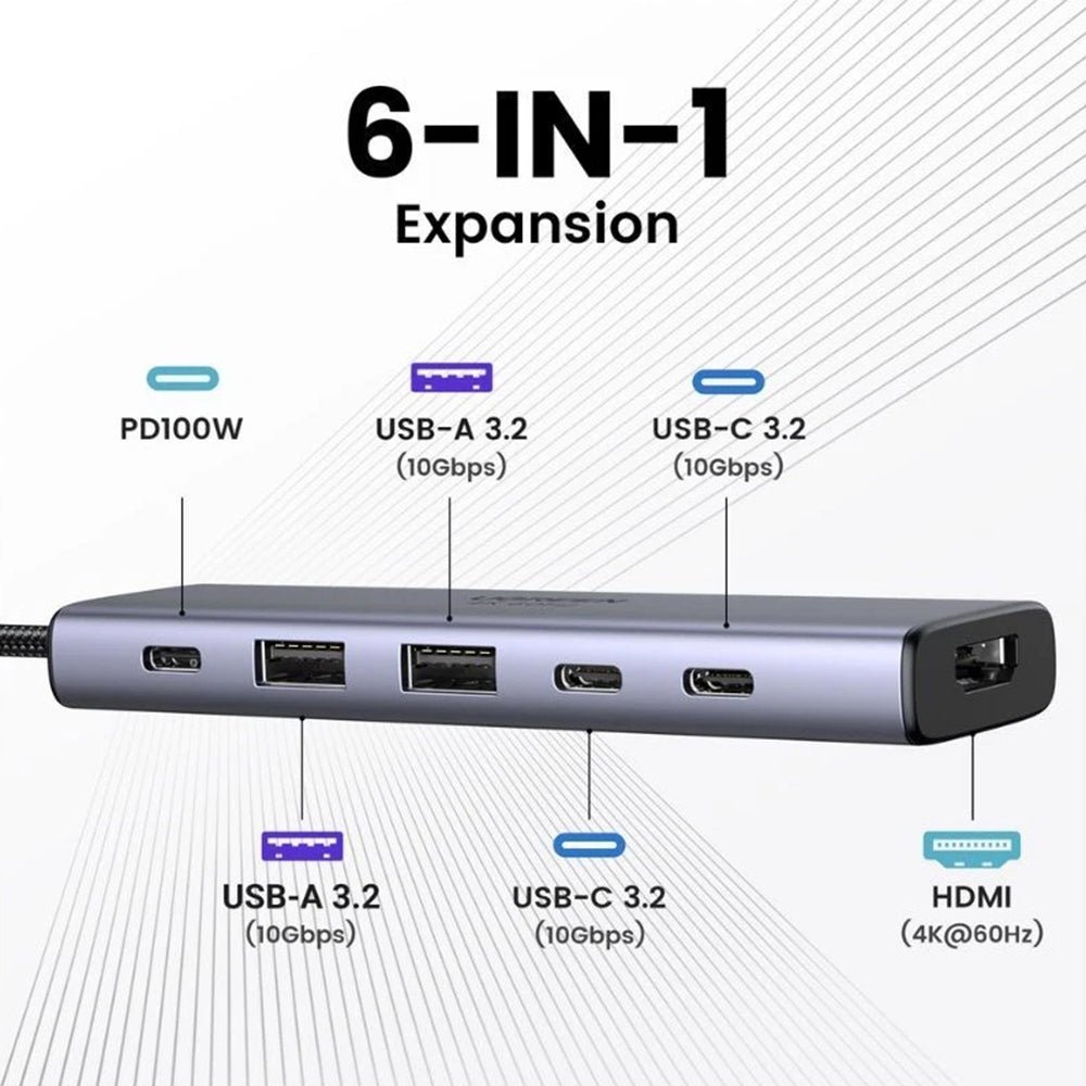 Hub USB-C UGREEN CM511 (35999), 2 x USB-A 3.2 - 3 x USB-C - 1 x HDMI, Szary