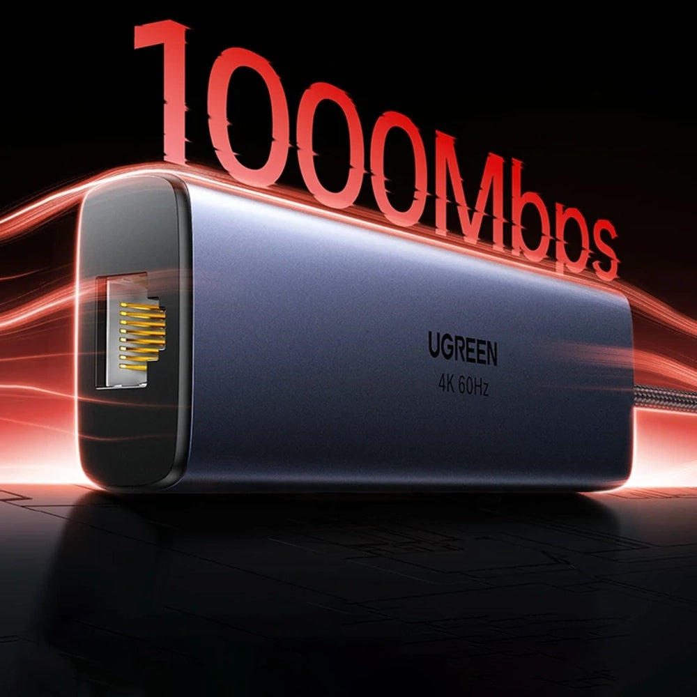 Hub USB-C UGREEN CM512 (75643), 6w1, Szary