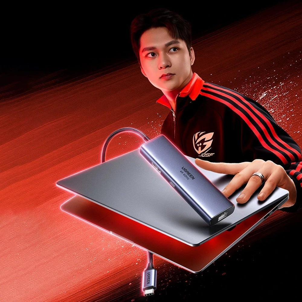 Hub USB-C UGREEN CM512 (75643), 6w1, Szary