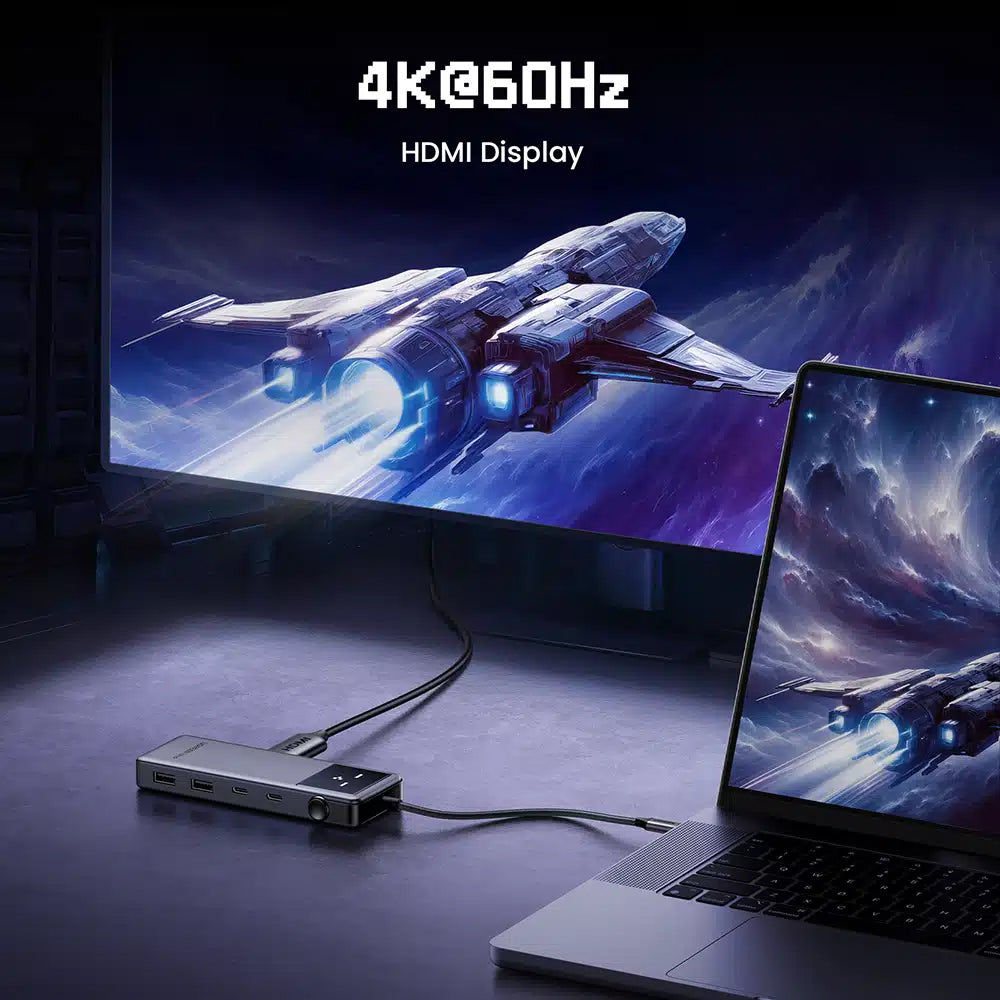 Hub USB-C UGREEN CM888 Uno, 2 x USB-A 3.2 - 3 x USB-C - 1 x HDMI, Szary