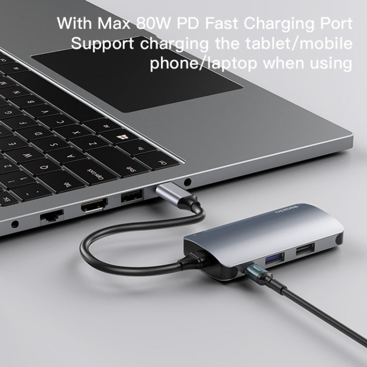 Hub USB-C Yesido HB15, 6w1, Szary
