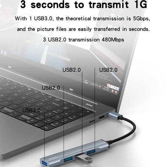 Hub USB-C Yesido HB17, 4w1, Szary
